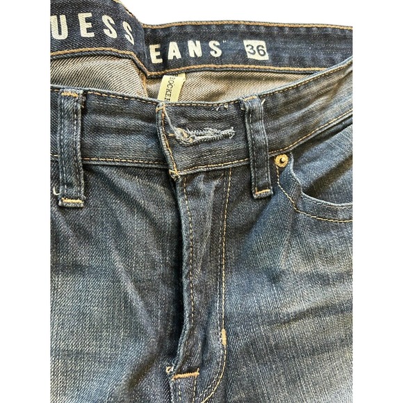 Guess Brit Rocker Men Slim‎ Straight Fit Jeans 36x32 (34) Med Wash Lite Distress - Picture 1 of 11